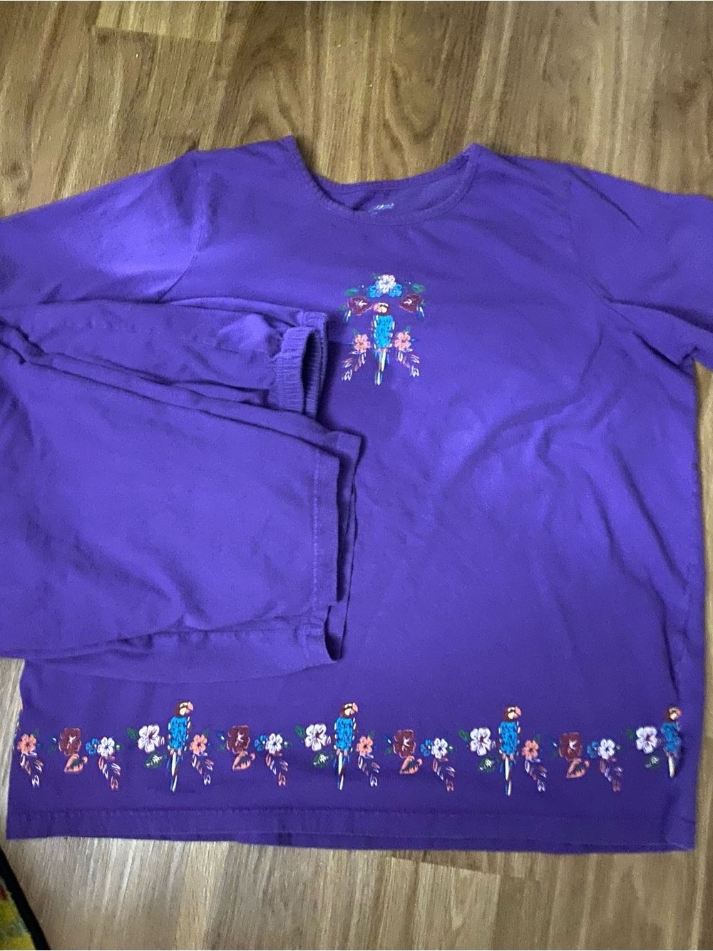 Women's Purple Floral-Trim Short-Sleeve Pajamas
